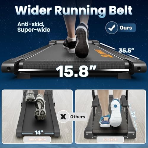 AIRHOT 15 Incline Walking Pad with Remote Control & LED Display, Quiet Under Desk Treadmill for Compact Space, Portable Home Office Use 4