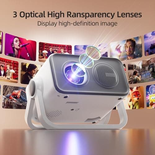 BKZ 2026 upgraded 360°Adjustable Dual Stand AI Auto Keystone Electric Focus Mini Portable Projector with Bluetooth 5.4, 1080P support Outdoor movie Projector compatible with HDMI/USB/Phone (Gray) 5