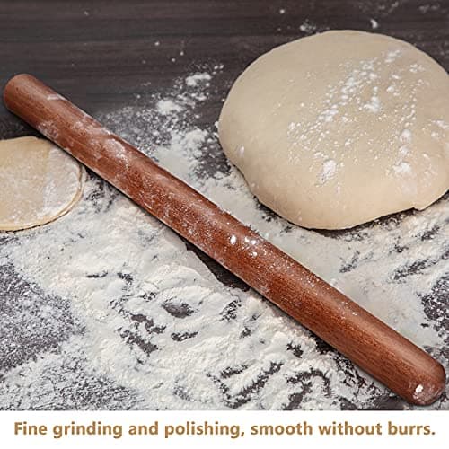 Aisoso French Rolling Pin, 17.7 Inches Wood Rolling Pin for Baking Extra Long Thickened, Classic Wooden Dough Roller for Fondant Pizza Pie Crust Cookie Pastry, Essential Kitchen Utensil, Brown 5