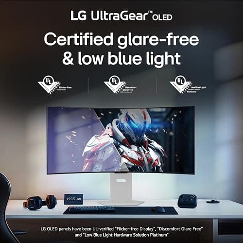 LG 34GX90SA-W 34-inch Ultragear WQHD (3440 x 1440) OLED Curved Gaming Monitor 240Hz, 1ms, NVIDIA G-Sync Compatible, AMD FreeSync Premium, VESA DisplayHDR True Black 400, webOS, USB Type-C, White 11