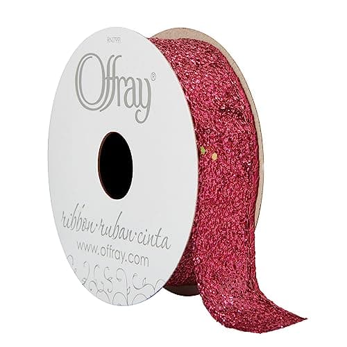 Offray 251216 7/8" Wide Metallic Craft and Decorative Ribbon, 9-Foot Spool, Purple Fuchsia