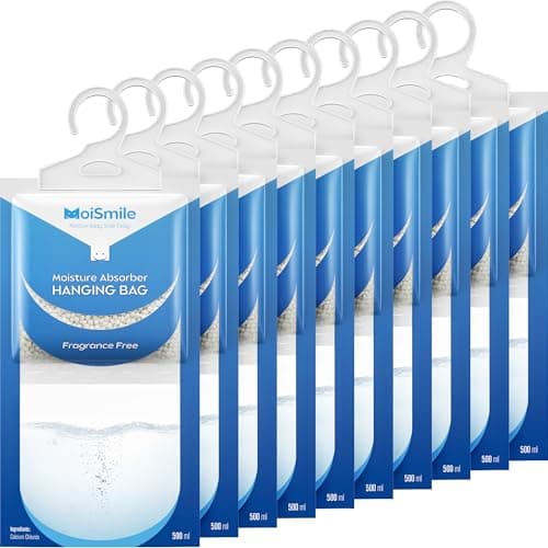 Moisture Absorbers Packets 10 Pack, Hanging Closet Dehumidifier Bags, Humidity Packs with Fragrance Free, Closet Dehumidifier for Car, Bathroom, Bedroom, Basement, 9.8OZ
