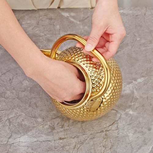 SANQIAHOME 1200ml teapot with Infuser stainless steel Water Boilers lifting handle Tea Maker Water Kettle for Induction/Gas gold 6