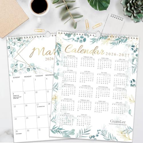 GuassLee Vertical Wall Calendar 2026-2027, 18-Month Hanging Calendar Jan. 2026 to Jun. 2027, 14" x 11" Monthly Planner Wall with Thick Paper, Plant Design for Office School Home Teacher Organizing 7