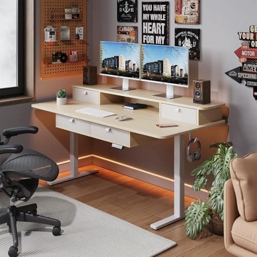 Gamork Dual Motor Electric Standing Desk Frame,Adjustable height and length,The maximum size it can accommodate is 63*28 inches for the tabletop,3 Preset Heights,Rated for 264 pounds of weight.White 9