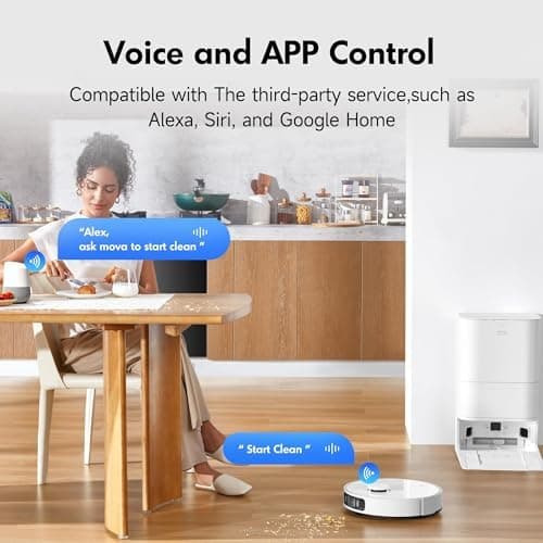 Mova S20 Ultra Robot Vacuum and Mop Combo with Dual Roller Brush, 8300Pa Suction, 140℉ Hot Water Mop Self-Washing & Drying, Mop Auto-Lift for Carpet, Self-Empty, Self-Refilling, Voice & App Control 6