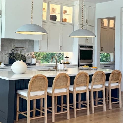 Nathan James Bailey Upholstered Rattan Bar Stool in Oak Finish Frame, Counter Height Stool with Natural Rattan Woven Back For Kitchen Island, Brown 8