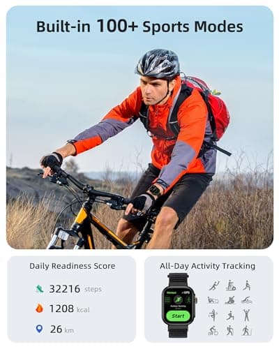 Parsonver Built-in GPS Smart Watch for Men Women with Bluetooth Calling, GPS Fitness Activity Tracker 100+ Sport Modes, Heart Rate Sleep Monitor, Waterproof Pedometer for Android & iPhone(Two Bands) 5