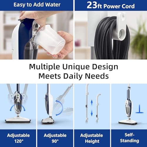 Steam Mop - 10-in-1 Floor Steamer Detachable MultiPurpose Handheld Steam Cleaner for Hardwood/Tile/Laminate All Floors Carpet Cleaning with 11 Accessories for Whole Home Use(Blue). 6