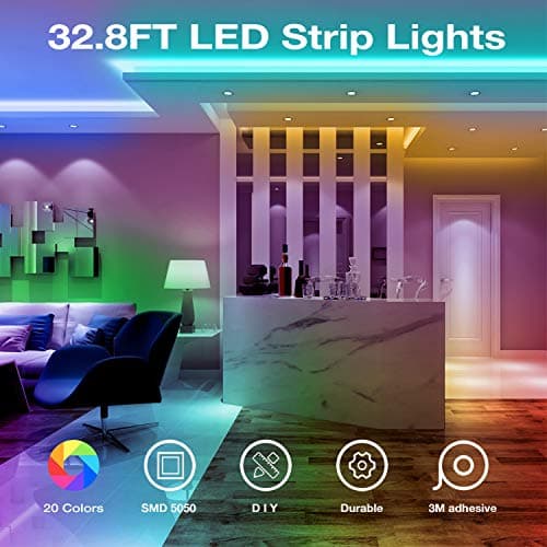 DAYBETTER Led Strip Lights 32.8ft Kit with Remote and Power Supply Color Changing 2