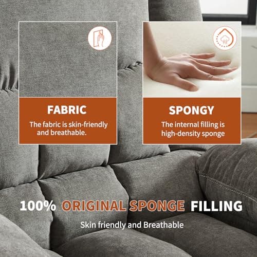 Power Recliner Chair with Swivel Rocker for Adults, Ergonomic Oversized Recliner Lounge Chair for Living Room with Rocking Function and Side Pocket and 2 Cup Holders 6