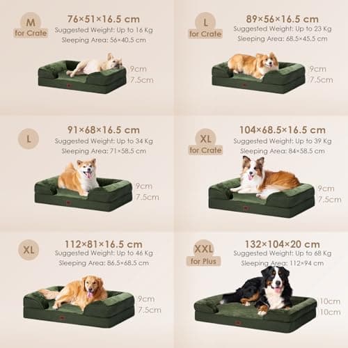 EHEYCIGA Orthopedic Dog Beds for Extra Large Dogs, Waterproof Memory Foam XL Pet Bed with Sides, Non-Slip Bottom and Egg-Crate Foam Big Dog Couch Bed with Washable Removable Cover, Dark Green 5