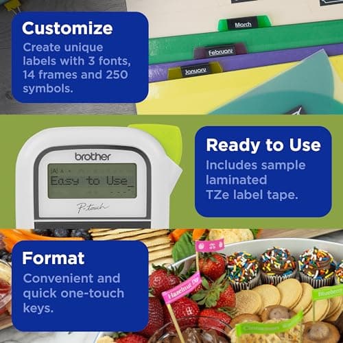 Brother P-Touch Label Maker, PTH110, Thermal Transfer Inkless Pocket Printer, Portable, Lightweight QWERTY Keyboard, One-Touch Keys & Multiple Templates for Home & Office Organization on The go 5