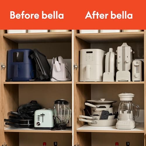 bella Flip-n-Store Waffle Maker with EverGood™ Ceramic Nonstick Coating, Fits-anywhere™ Kitchenware, Power Indicator Light, Cool Touch Handle & Cord Wrap, 7” Wide & 1" Deep Plates, 1000 Watt, Seaglass 7