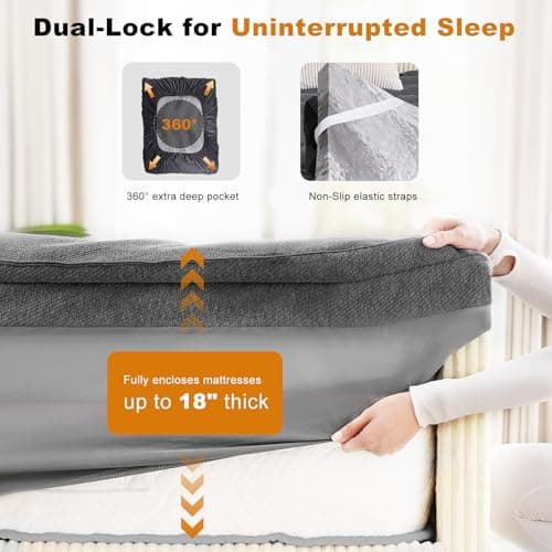 HOMRELEXA Dual Layer 4 Inch Bamboo Memory Foam Mattress Topper Queen Size, 2 Inch Thick Soft Quilted Pillow Top Cover Plus 2 Inch Charcoal Gel Memory Foam Mattress Pad for Back Pain Relief 6