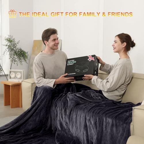 COZYTY Electric Blanket Queen Size, Super Soft Cozy Upgraded Flannel Heated Blanket Dual Control with 5 Heating Levels & 10 Hours Auto Off, Fast Heating & Overheat Protection, 84" x 90", Dark Gray 7