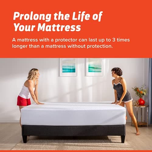 Layla Mattress Protector, Liquid Proof Mattress Pad Barrier | Breathable Waterproof Bed Encasement That Sleeps Cool, 3 Models for a Custom Sleep Experience | Size Queen - Cooling Protector 7