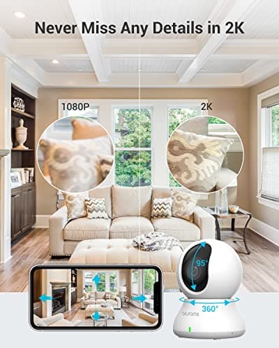 blurams 5G Cameras for Home Security, 2K Pet Camera with Phone App, 360° PTZ Indoor Camera w/Dual-Band WiFi6, Free Human/Motion/Sound Detection, 2-Way Talk, Night Vision, Compatible with Alexa, 2Pack 6