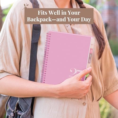 Rileys Academic Planner 2025-2026, Daily, Weekly & Monthly Planner, July 2025 - June 2026, Student Notes Pages, Twin-Wire Binding, Weekly Agenda for School & Work (8 x 6-Inches, Pink, Classic) 5