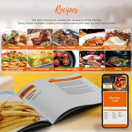 HYSapientia Air Fryer Toaster Oven Combo, 26Quart 10-in-1 Extra Large Countertop Convection Oven with LED Display Knob Control, 1800W Stainless Steel, Less Oil, Faster Cooking,7 Accessories+Recipe 7