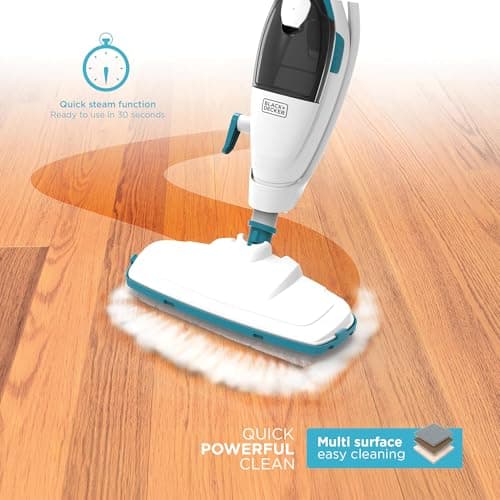 BLACK+DECKER 2-in-1 Steam Mop and Handheld Steam Cleaner, 1500W Electric Floor Steamer with 180° Swivel Steering, Fast 30s Heat-Up, Compact Foldable Storage, 13 Accessories for Tile & Hardwood Floors 5