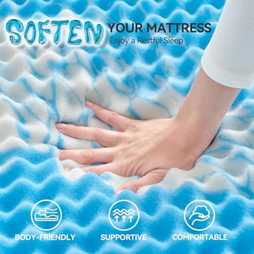 SINWEEK 2 Inch Egg Crate Memory Foam Mattress Topper Twin Size, Soft Mattress Pad for Back Pain Relief, Bed Topper, CertiPUR-US Certified, Blue 5