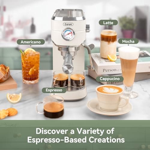 Gevi 20 Bar Espresso Coffee Machine with Burr Grinder Set | 35 Precise Grind Settings | Milk Frother for Latte Cappuccino | Professional Home Barista Kit | Gift for Coffee Lovers 8