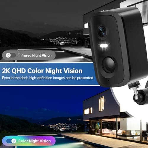 Security Cameras Wireless Outdoor,2.4G WiFi Security Camera Outdoor 2K Battery Powered Cameras for Home Security,AI Motion Detection,Color Night Vision,2-Way Talk,Waterproof,Cloud/TF Storage 5
