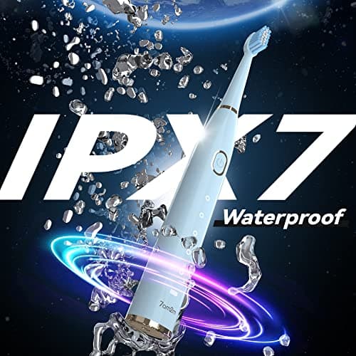 7AM2M Sonic Electric Toothbrush for Adults and Kids- High Power Rechargeable Toothbrushes with 8 Brush Heads,5 Adjustable Modes, Built-in 2-Minute Smart Timer,4 Hours Fast Charge for 30Days (Blue) 5