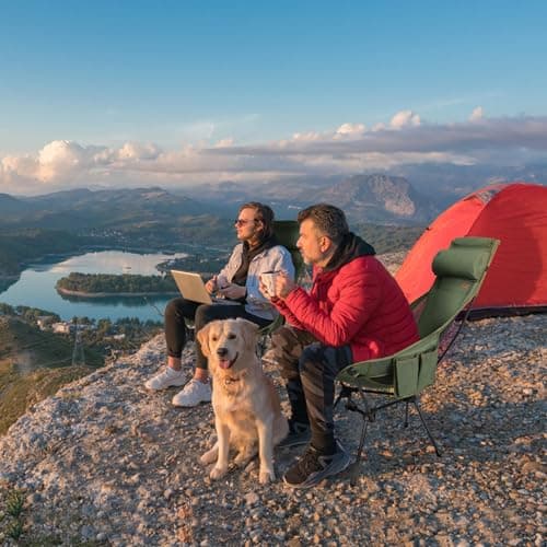 TOBTOS High Back Camping Chair, Lightweight Camping Chair with Headrest, Stable Portable Folding Chair for Outdoor Camp, Hiking, Backpacking(Green) 2