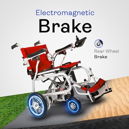 Burch Bike Artemis Pro Lightweight Foldable Electric Wheelchairs for Seniors - 2x250W Power Wheelchair - Travel/User Friendly Electric Wheelchairs for Seniors, Long Range Electric Wheelchair (Red) 5