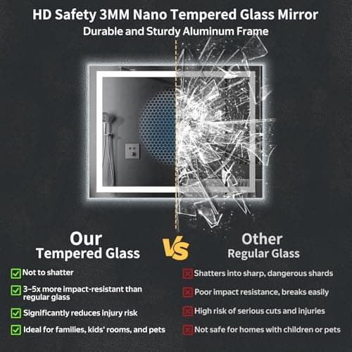 40"x30" LED Bathroom Mirror with Lights, Backlit + Front Lit with CRI>90, Lighted Mirror for Bathroom, Anti-Fog, Dimmable Brightness, 3 Colors, Memory Function, Shatterproof Tempered Glass 5
