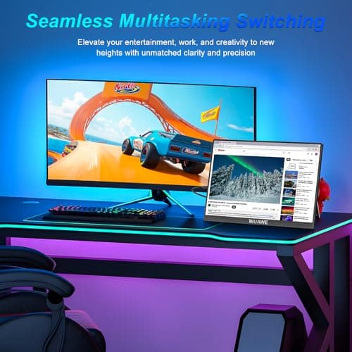 WUAWE Portable Monitor 16" 16:10 IPS Travel Monitor for Laptop, 100% sRGB Control USB-C HDMI,HDR Freesync Display, Plug&Play for Phone PS5 Switch (2.5K|144HZ, Black, 16inch) 2