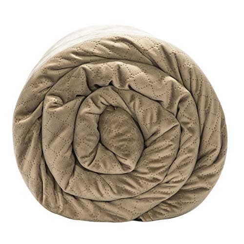 BlanQuil Quilted Weighted Blanket (Taupe 20lb) W/ Removable Cover.