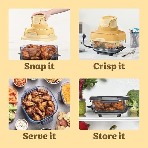 Ninja Crispi 4-in-1 Glass Air Fryer | 450°F | Non-Toxic | 4QT & 6-Cup Glass Containers w/Lids | Microwave, Freezer, Dishwasher Safe | Max Crisp, Air Fry, Bake, Recrisp | Ginger Snap | FN101GD 8