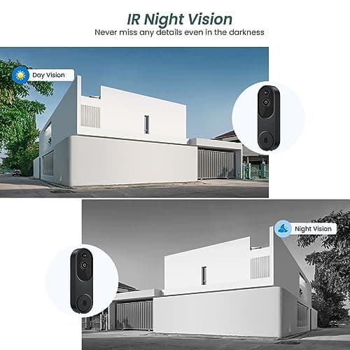 BITEPASS 1080p Video Doorbell Camera Wireless with Chime, AI Human Detection, 2-Way Audio, FHD Live View, Wire-Free, Night Vision, Cloud Storage, Battery Powered, Indoor Outdoor Surveillance (Black) 4
