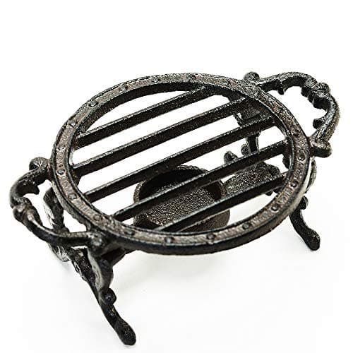 Sungmor Heavy Duty Cast Iron Teapot Dish Warmer Stable Holder for Tealight Stand | Tealight Warmer Decorative Stove for Villa Yard Balcony-Round 7