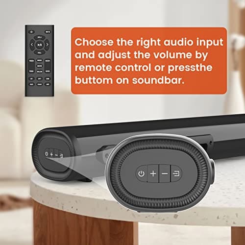 LITTOAK HDMI Sound Bar for Smart TV, Small TV Sound Bar Speakers, Optical/HDMI/Aux/Coax/USB/Bluetooth Connection for TV, PC, Projectors, Includes Remote Control, 16 inch 5