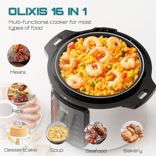 OLIXIS Electric Pressure Cooker 8 Quart Stainless Steel Multi Cooker Electric for Pressure 16-in-1 Rice, Steamer, Yogurt Maker, Slow Cook,Meat Stew, Cake, Saute, Multigrain 5