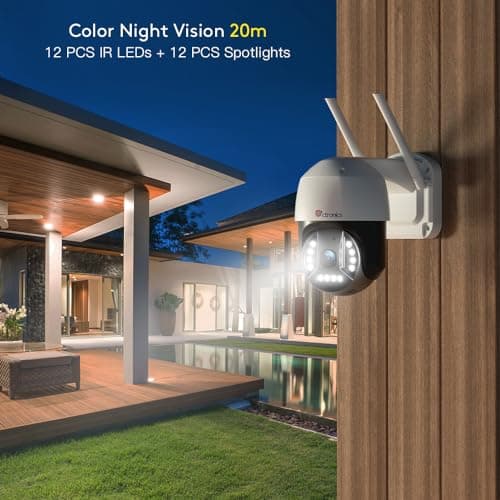Ctronics 4K 8MP Security Camera Outdoor, 2.4/5Ghz WiFi Surveillance IP Camera Outdoor with Smart Human/Vehicle Detection, Auto Tracking, 65ft Color Night Vision, Two Way Audio,Plug in,IP66 9