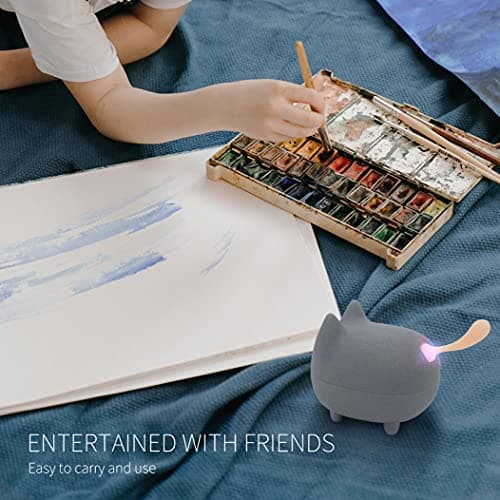 gingo Portable Bluetooth Speaker, Mini Wireless Speakers with Clarity Stereo Audio, MP3 Player,Super Bass,TWS Pairing,40H Playtime,BT5.3,Powerful Rich Room-Filling Sound, Cute Pet Speaker (Grey) 5