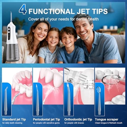 Water Flosser for Teeth Cleaning Pick: Portable Cordless Oral Irrigator350ML, 4 Modes 4 nozzles,IPX7 Waterproof Rechargeable Design – Perfect for Travel and Daily Deep Cleaning Gum Care at Home 6