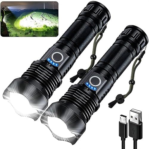 MILAOSHU Rechargeable Flashlights 990000 High Lumens - 2 Pack, Super Bright 12 Hours Long Life LED Flashlight with 5 Modes, High Powered Flash Light for Home, Outdoor