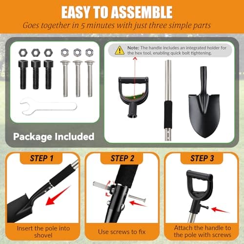 Garden Shovels for Digging, 31 Inch Small Shovel, Heavy Duty Metal Digging Shovel with D-Handle Grip, Short Kids Shovels for Digging, Mini Spade Shovel for Gardening, Camping, Beach, Car, Snow Removal 5