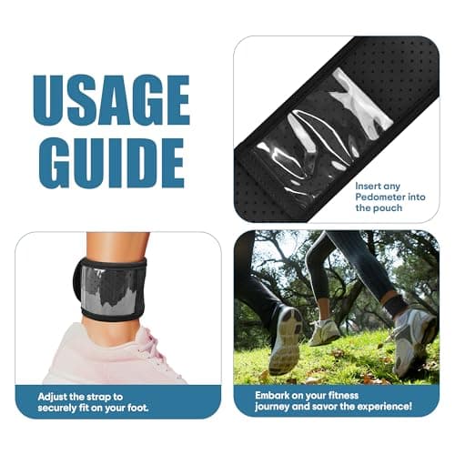 SimplyWalk Ankle Band(Size Medium) for Large Fitness Pedometer, (Counter NOT Included) Soft Wear Ankle Band with Transparent Pouch for Step Counter (Pedometer Not Included) (Black) 5