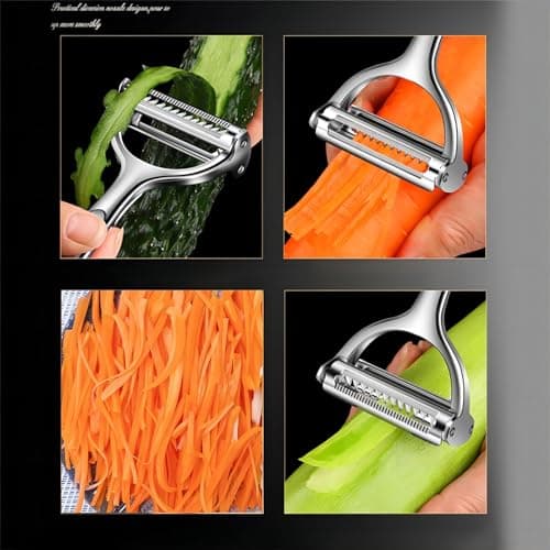 GREATLINK Stainless Steel Dual Blade Vegetable Peeler for Kitchen -Commercial Grade Julienne Cutter, Slicer, Shredder, Scraper -for Carrot Potato Melon Vegetable Fruit -with Sharp Blade, Good Durable 8