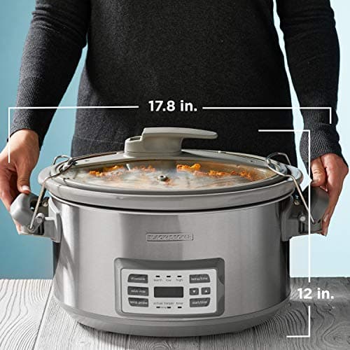 BLACK+DECKER 7-Quart Digital Slow Cooker, SCD7007SSD, Temperature Probe, Sous-Vide, Locking Lid, Removable Stoneware Crock 8