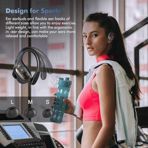 sajawass Wireless Earbuds Bluetooth 5.4 Headphones, Noise Canceling Ear Buds with 75hr Playtime, LED Power Display, IPX7 Waterproof Earphones Over Ear Earphones for Sports/Workouts 5