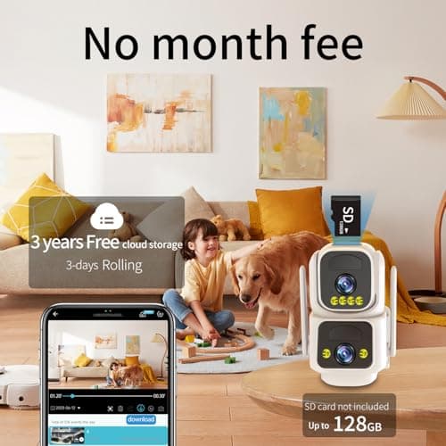 Luovisee Solar Security Cameras Outdoor Wireless,2.4G/5G WiFi Cameras for Home Security, Dual Lens PTZ Motion Zone,2-Way Audio,Night Vision,Weatherproof,SD/Cloud Storage 8