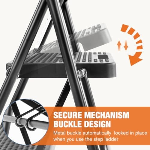 Sweetcrispy Folding 3 Step Ladder Stool - Lightweight, 800lbs Sturdy, with Anti-Slip Feet - Perfect for Home, Kitchen, and Office Use, Easy Storage and Portable Design 6